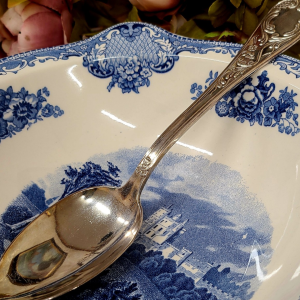 Vintage hõbetatud salatilusikas Itaaliast - romantiline lauahõbe