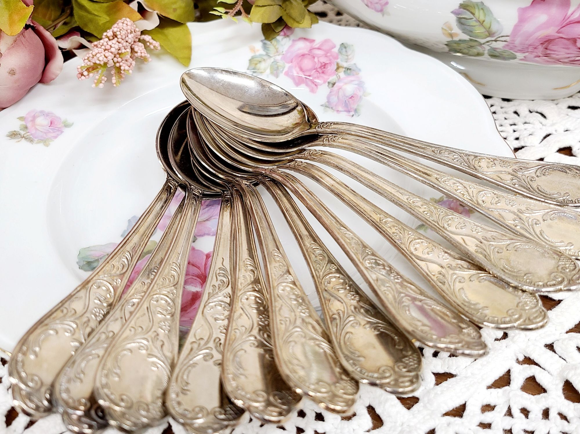 Vintage hõbetatud supilusikad Itaaliast – romantiline lauahõbe