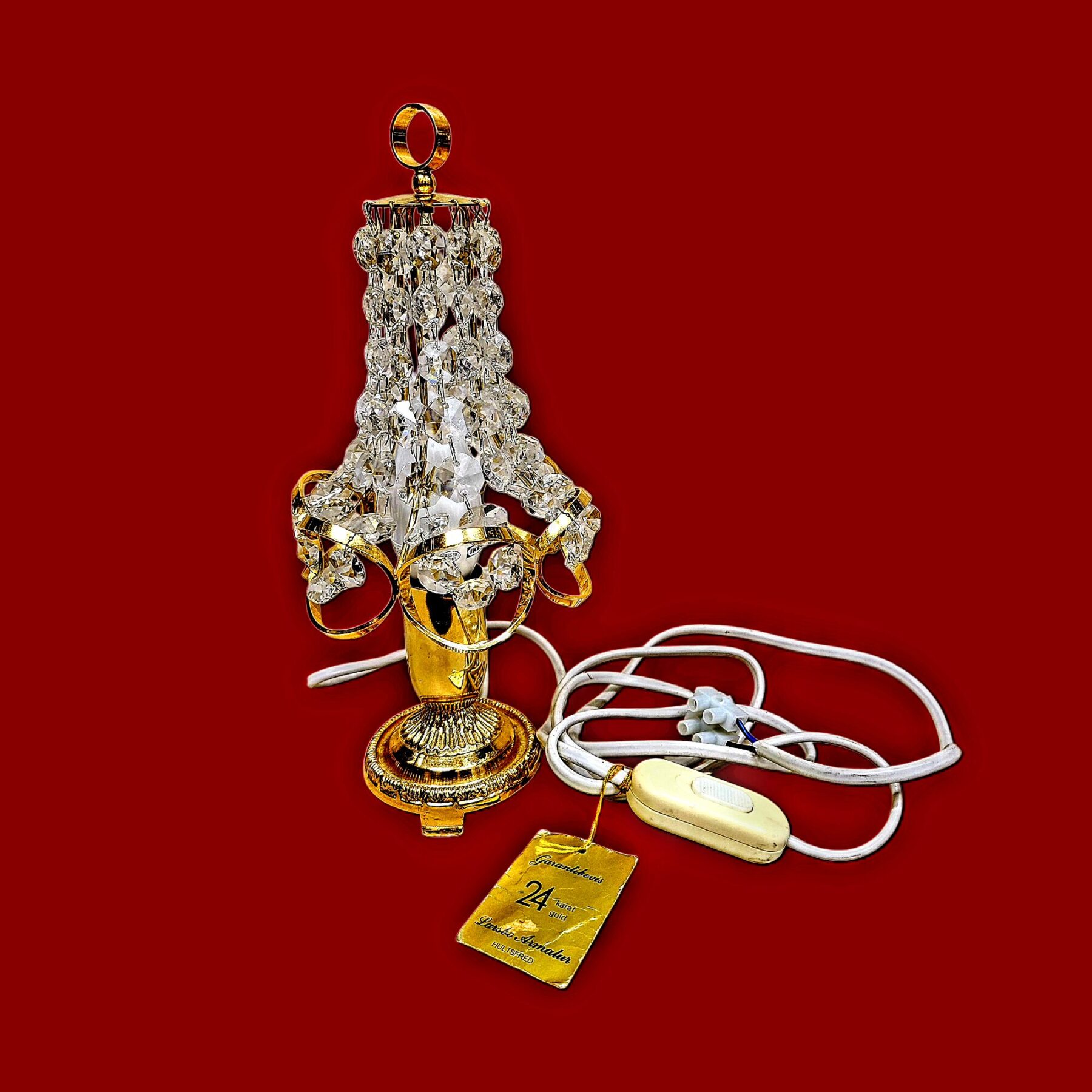 Öölamp - 24k kullatud messing, kristall, Lars & Bo Rootsi - Image 5