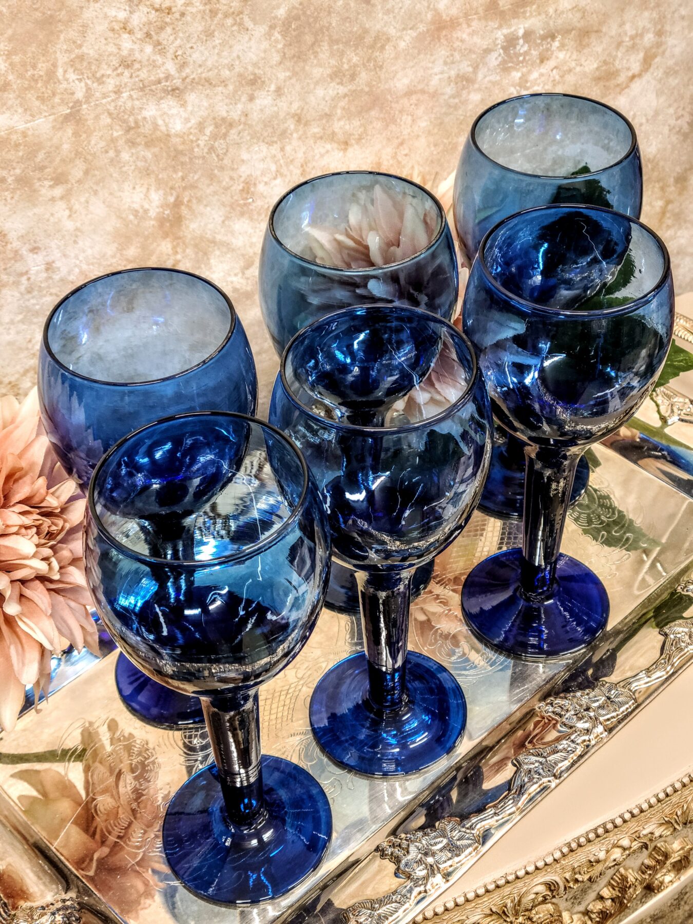 Kuninglikud koobaltsinised veiniklaasid (6 tk) - Image 2