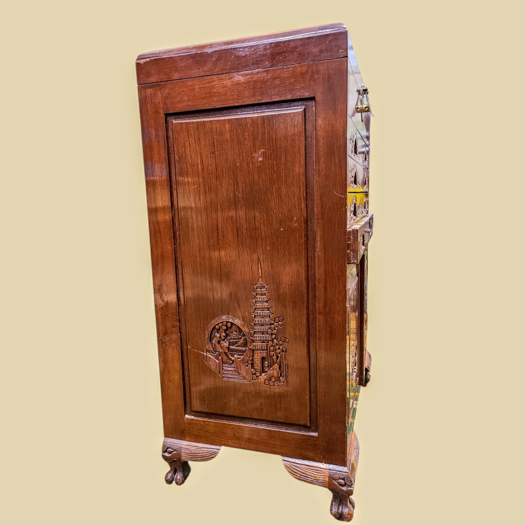 Nikerdatud söögiriistade kapp Aasia motiividega - Image 5