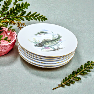 Kahla vintage portselantaldrikud kalamotiiviga