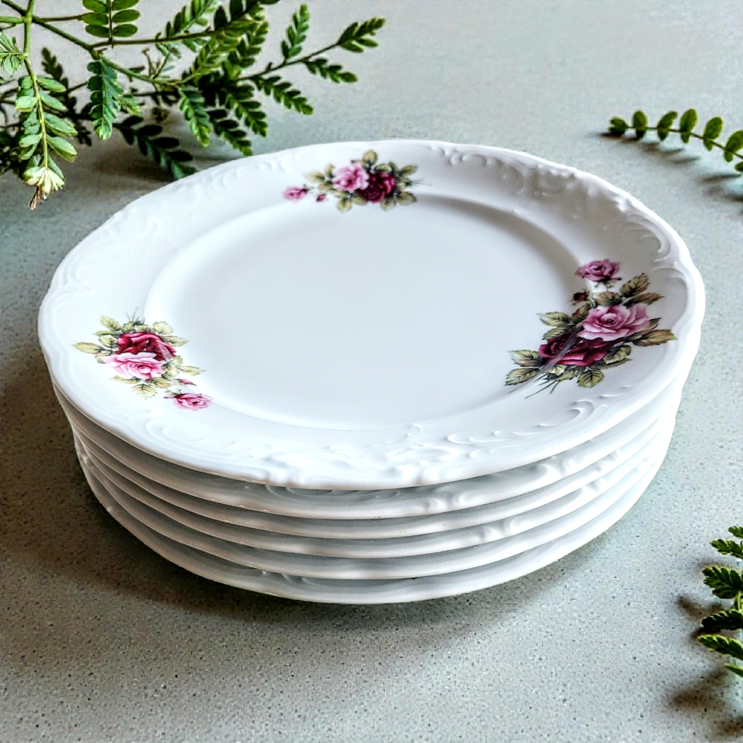 Roosimustriga portselanist praetaldrikud 6 tk - Porcelana Krzysztof