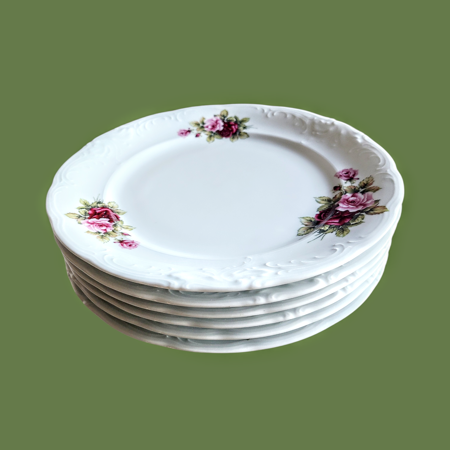 Roosimustriga portselanist praetaldrikud 6 tk - Porcelana Krzysztof - Image 3