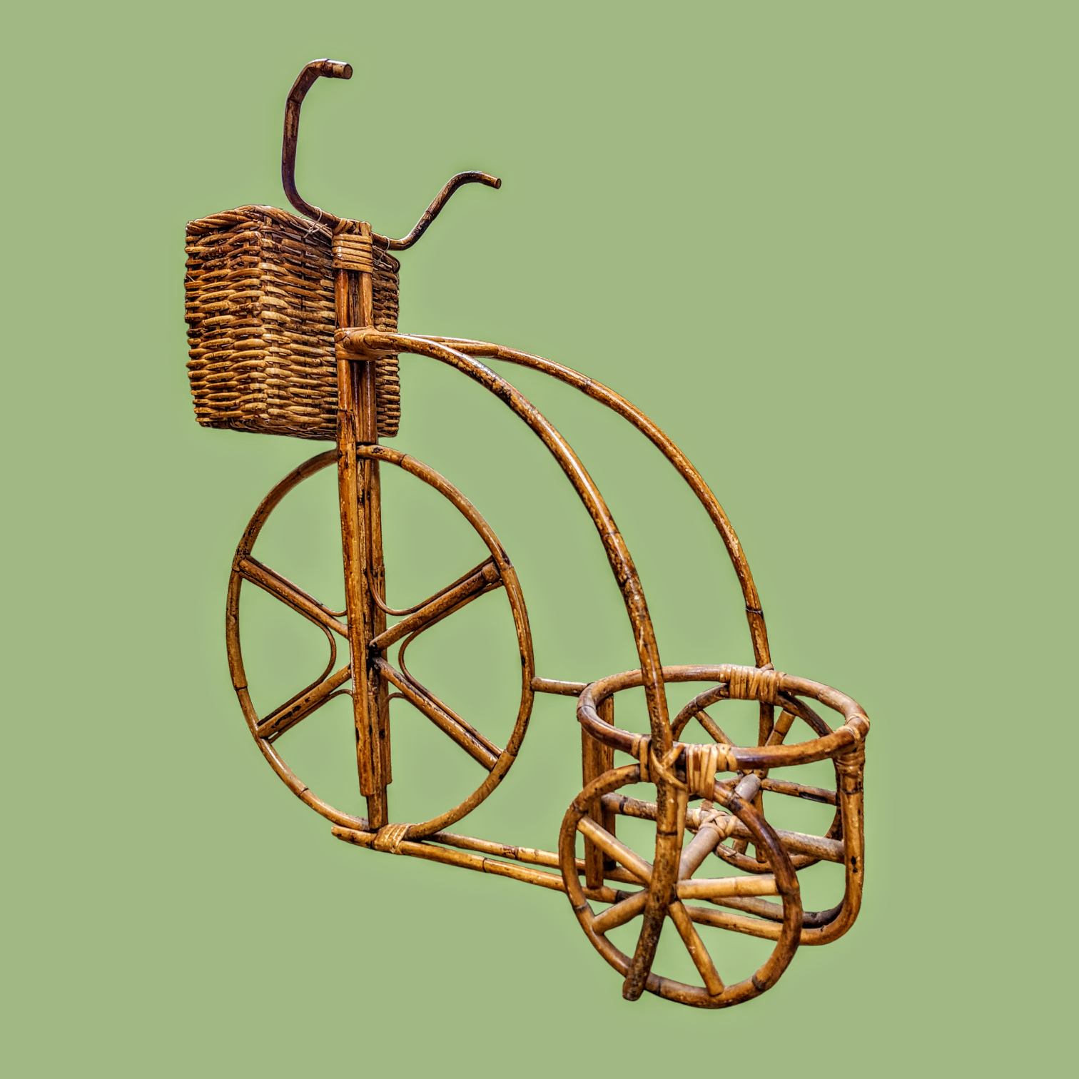 Rotangist jalgratta kujuline lillehoidja - romantiline aiakaunistus - Image 5