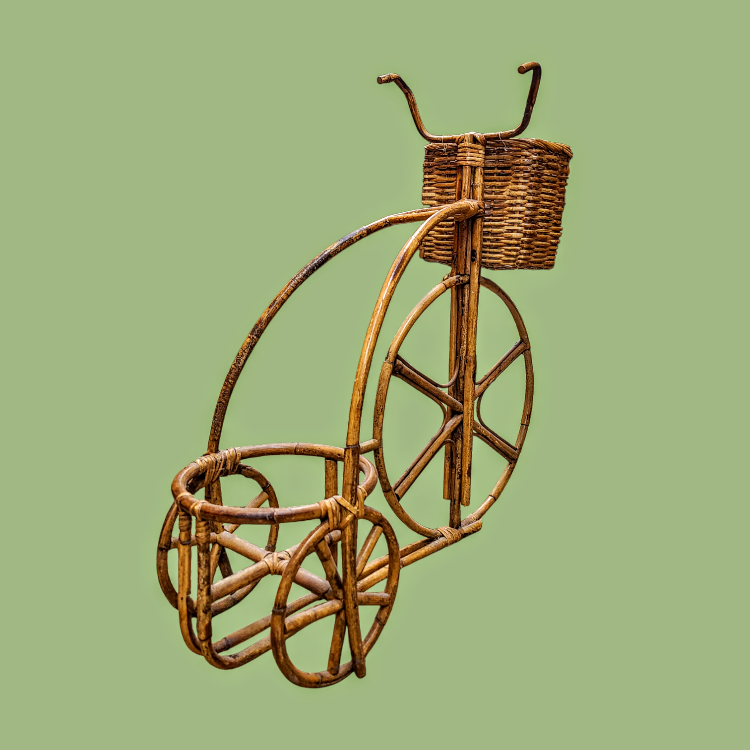 Rotangist jalgratta kujuline lillehoidja - romantiline aiakaunistus - Image 4