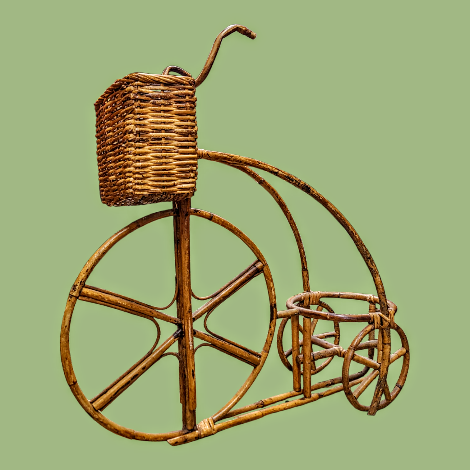 Rotangist jalgratta kujuline lillehoidja - romantiline aiakaunistus - Image 3