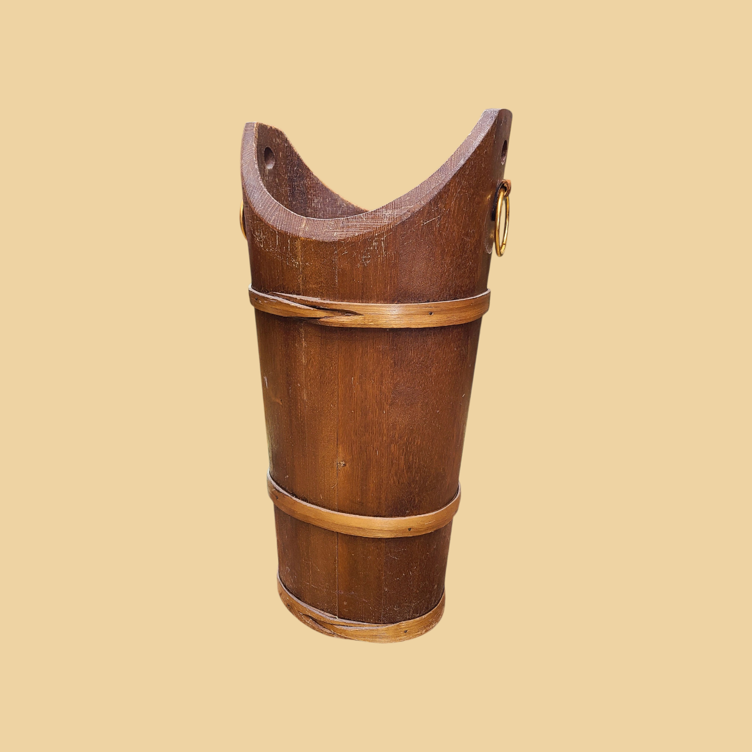 Tammepuidust vihmavarju- ja jalutuskepialus nahast vapiga - Image 4