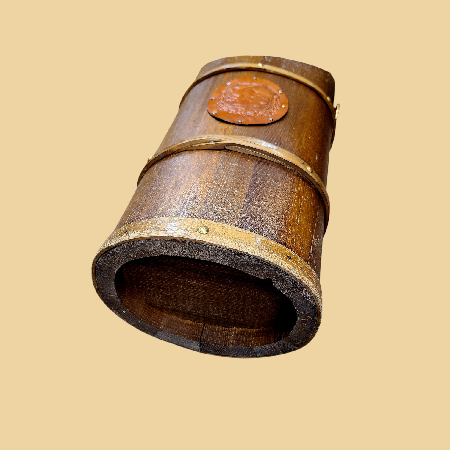 Tammepuidust vihmavarju- ja jalutuskepialus nahast vapiga - Image 5