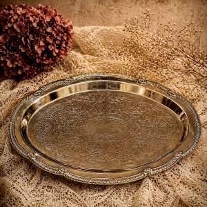 Hõbetatud kandik vintage graveeringuga