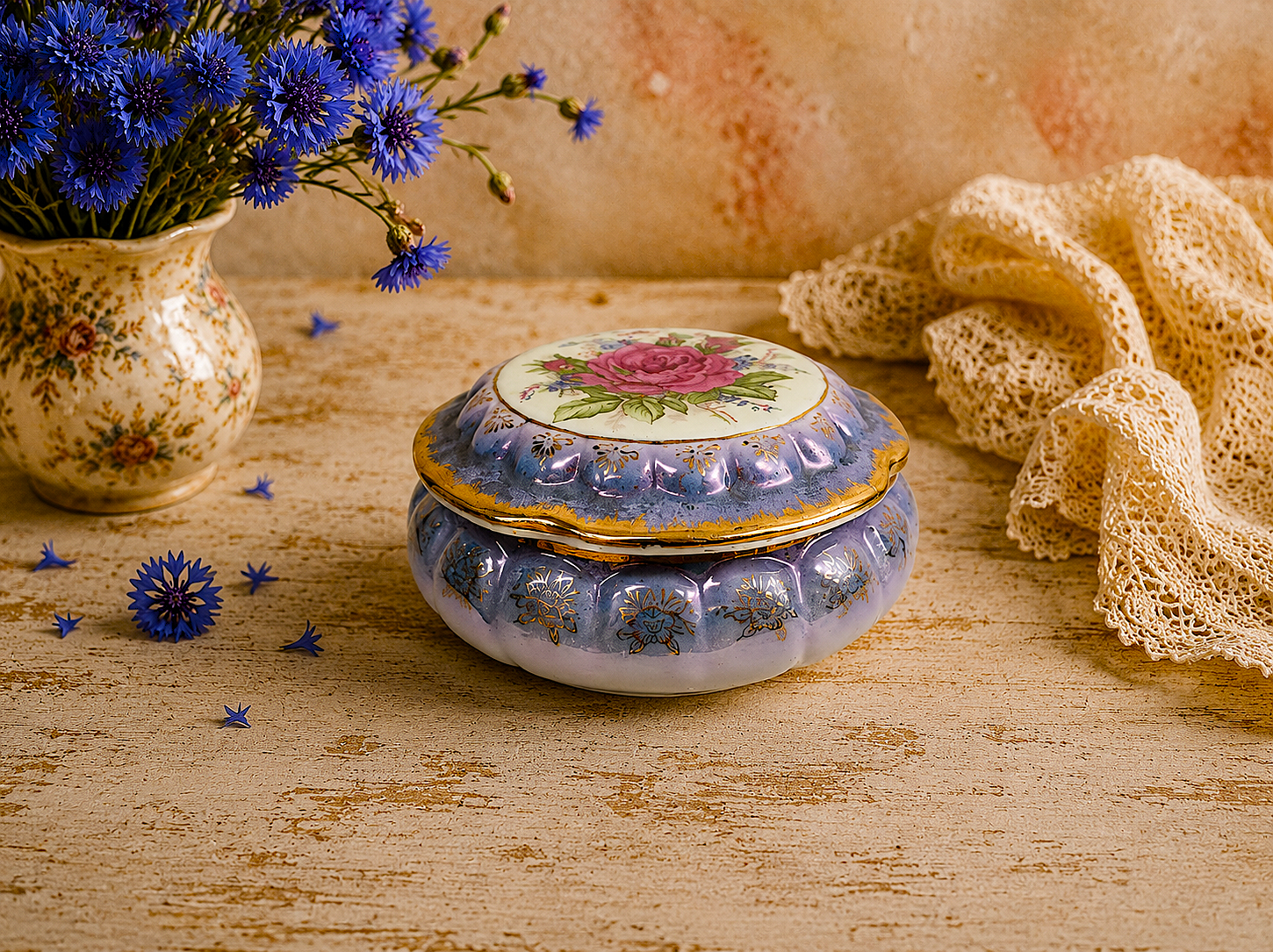 Romantiline roosimustriga portselantoos – pilt 3