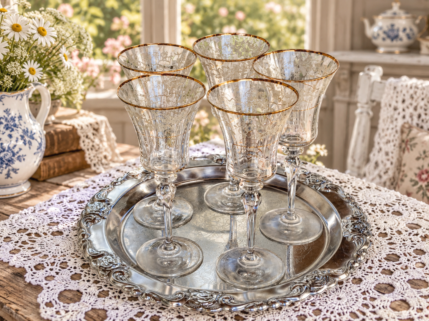 Kristallist pokaalid Mikasa „Antique Lace” - 24K kullaga - Pilt 2