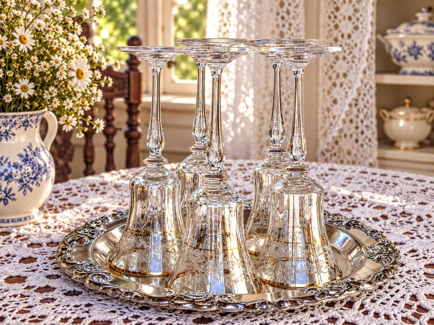 Kristallist pokaalid Mikasa „Antique Lace” - 24K kullaga - Pilt 3