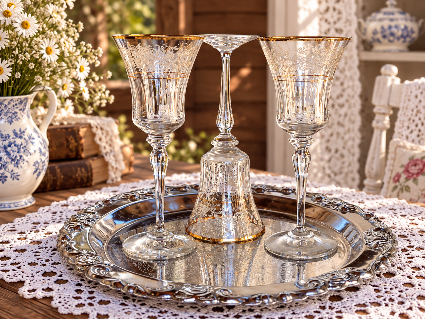 Kristallist pokaalid Mikasa „Antique Lace” - 24K kullaga - Pilt 4