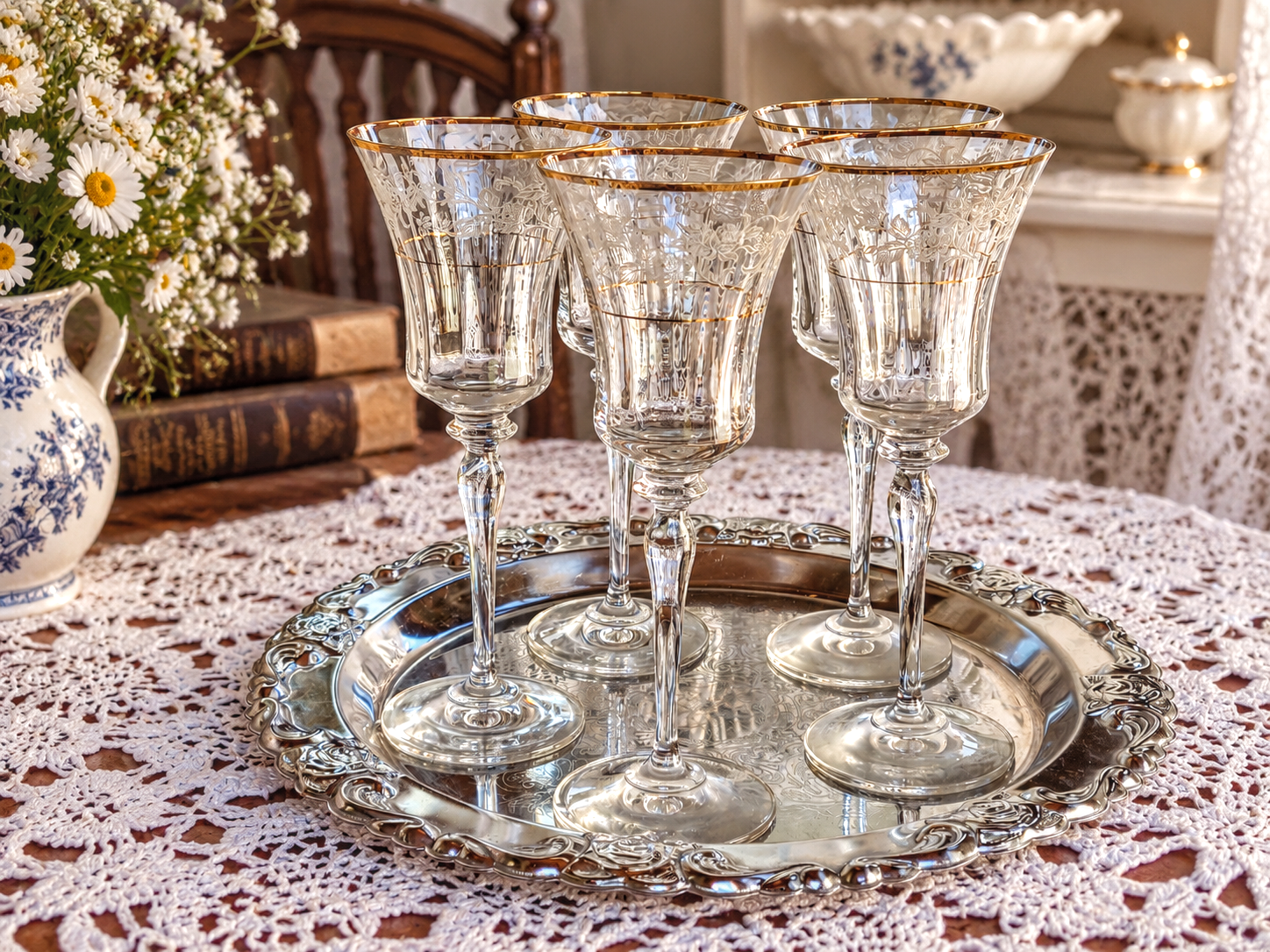 Kristallist pokaalid Mikasa „Antique Lace” - 24K kullaga