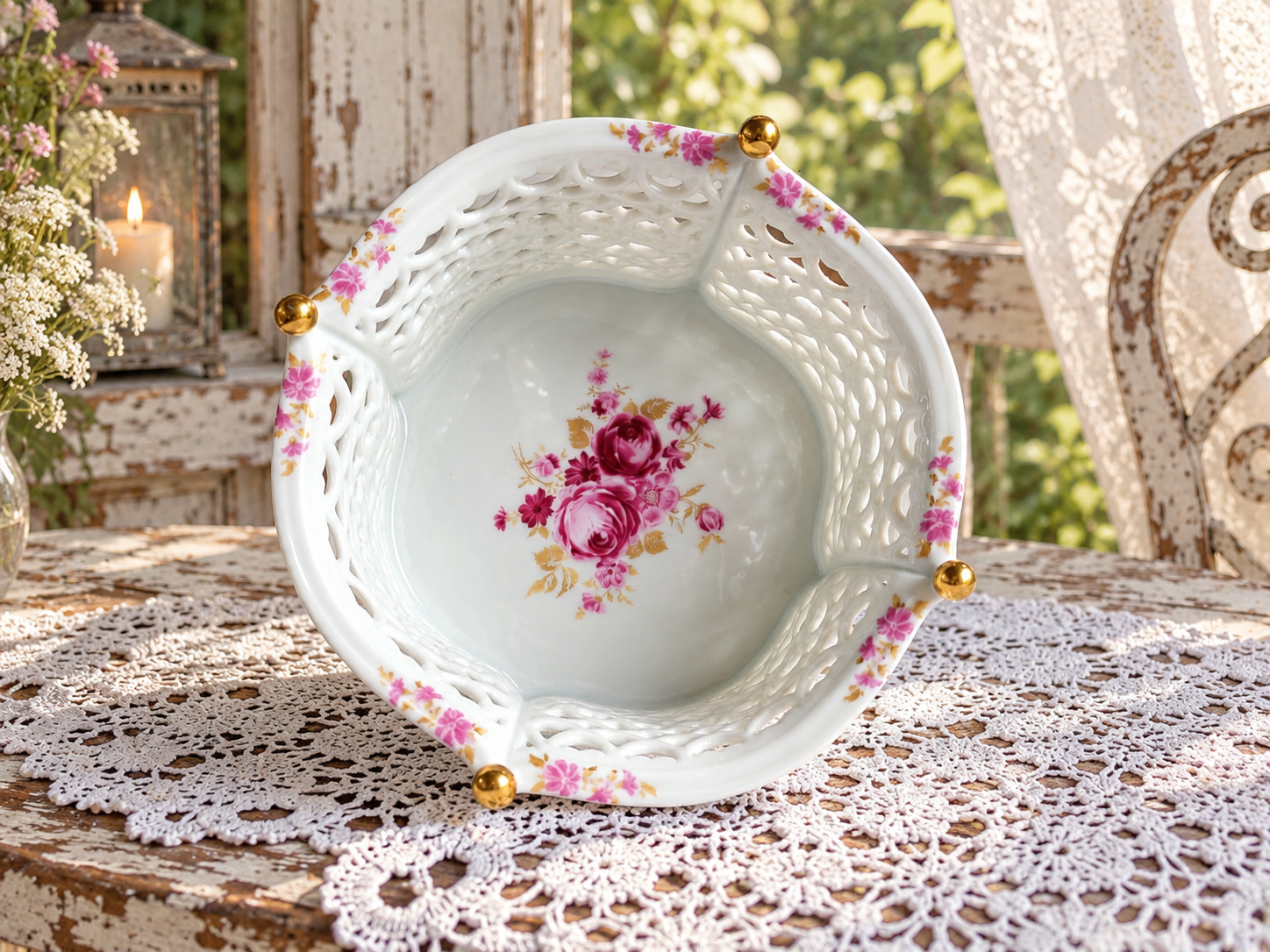 Portselanist pitsiline korv - Wallendorf „Dresden Rose“ - Pilt 5