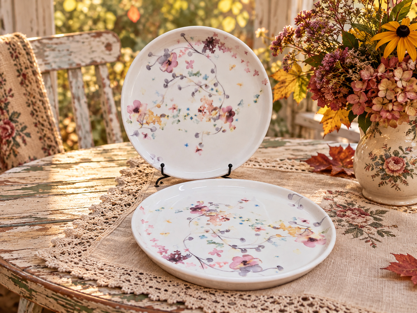 Vintage tass ja alustass - Flora lillemotiiviga - Pilt 3