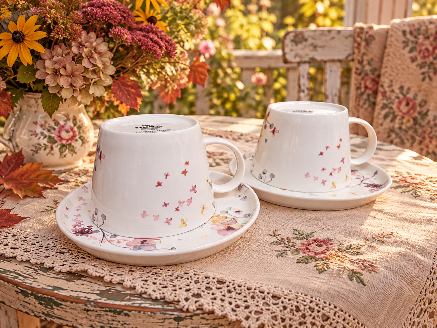 Vintage tass ja alustass - Flora lillemotiiviga - Pilt 4