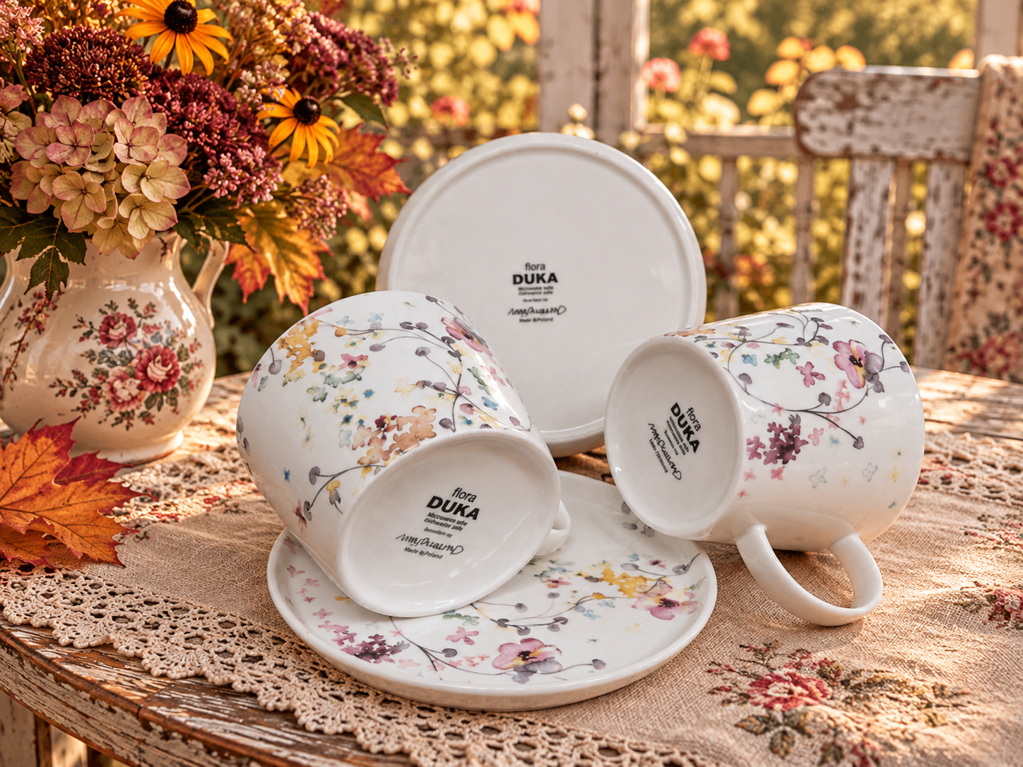 Vintage tass ja alustass - Flora lillemotiiviga - Pilt 5